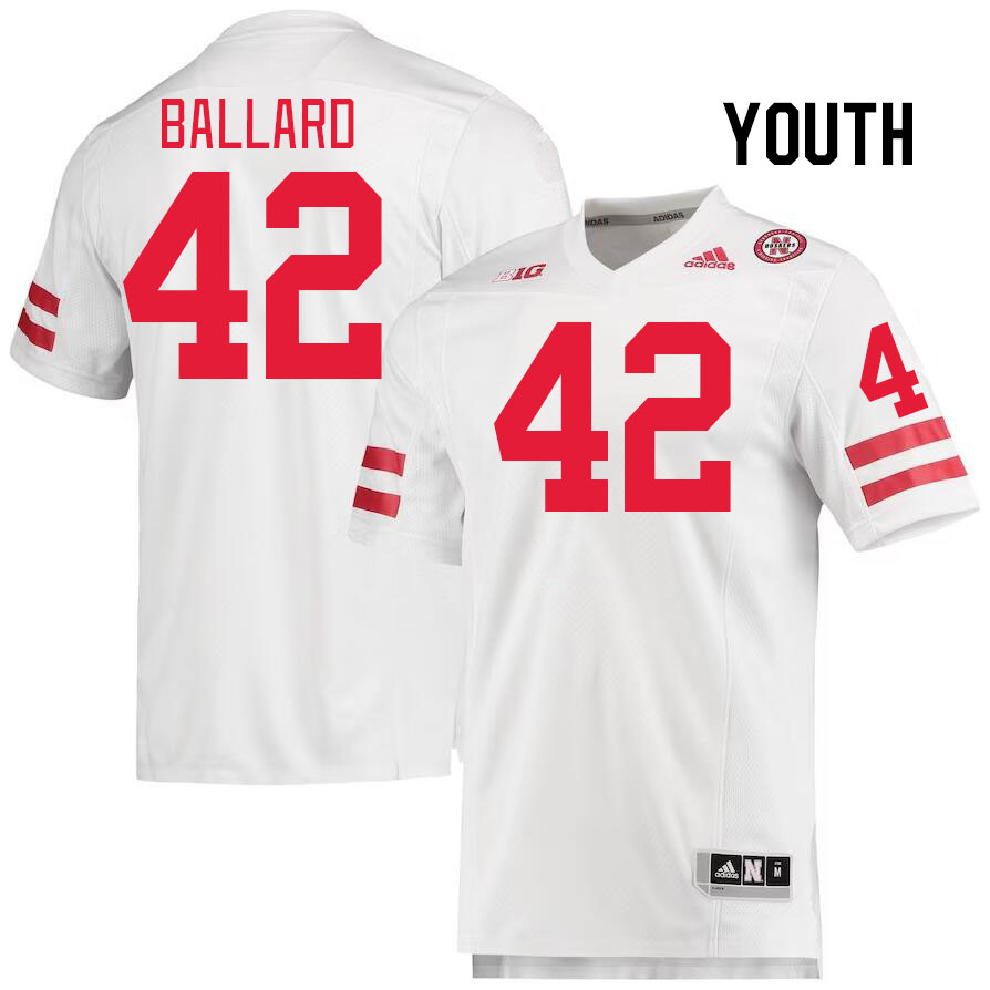Youth #42 Cole Ballard Nebraska Cornhuskers College Football Jerseys Stitched Sale-White - Click Image to Close